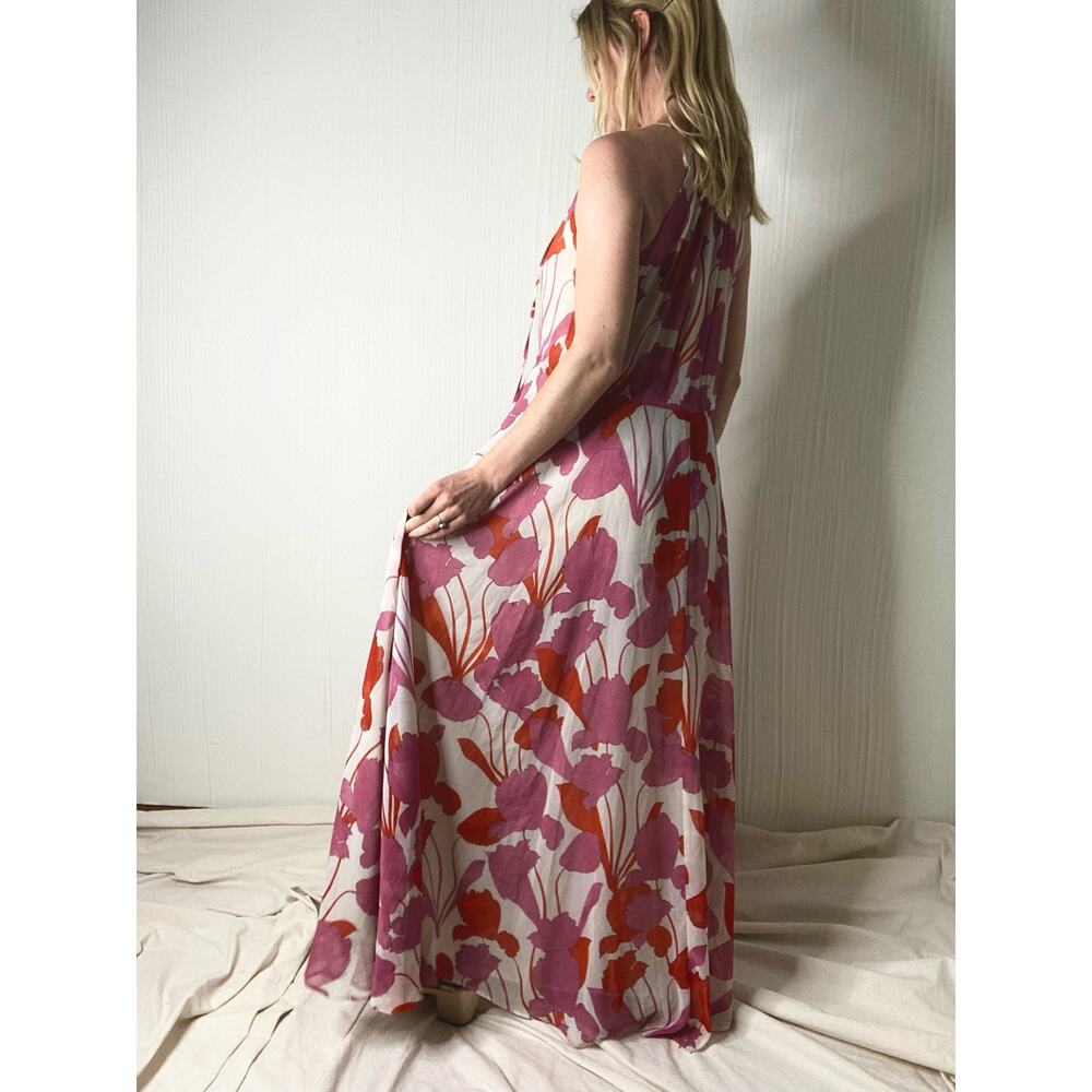 Mango Floral Pink Sleeveless Halter Maxi Gown Dress NWT US 4 - Picture 6 of 16